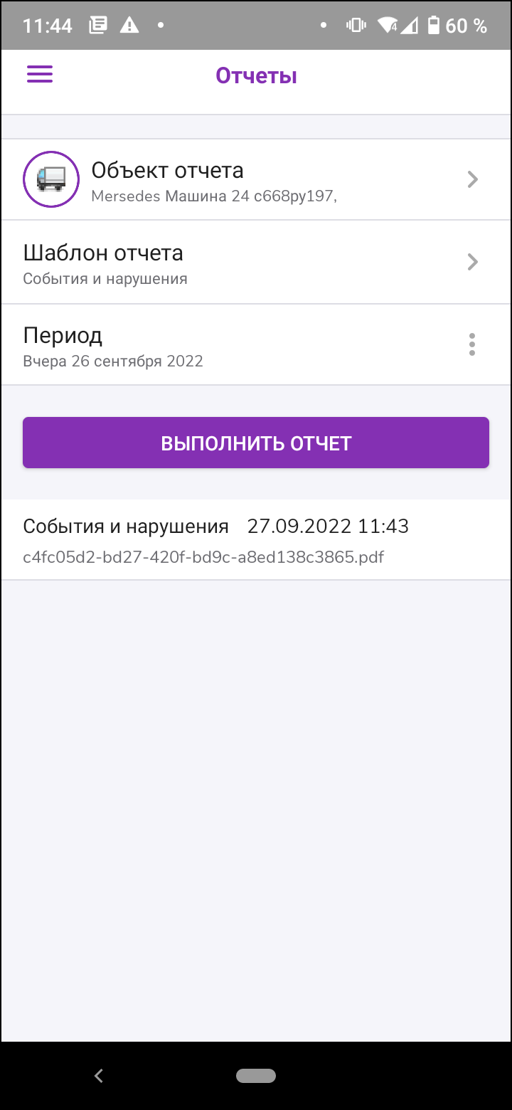 Рис.12  Строка выполненного отчета