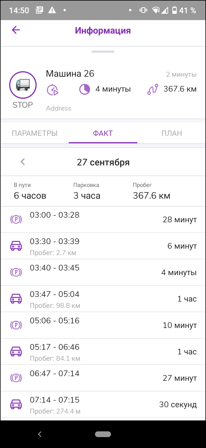 Рис.7  Вкладка "Факт"  